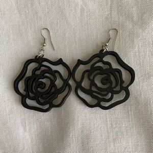 (Sold) Handmade Wooden Earrings - Rose